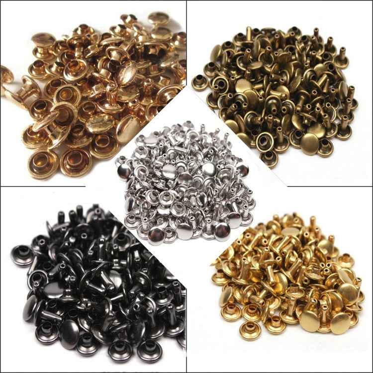 5-Color Metal Flat Double Cap Rivets 100pcs for DIY Crafts Leatherwork