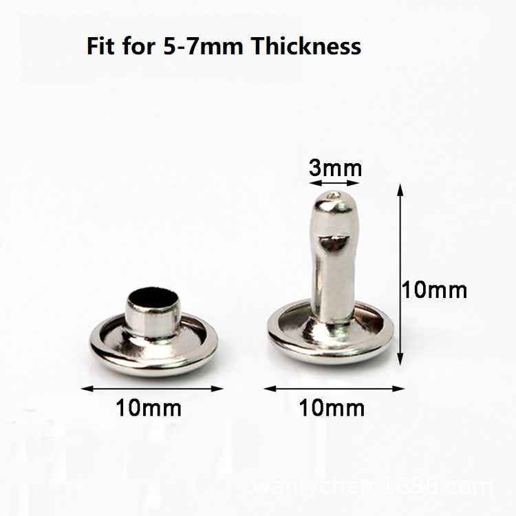5-Color Metal Flat Double Cap Rivets 100pcs for DIY Crafts Leatherwork