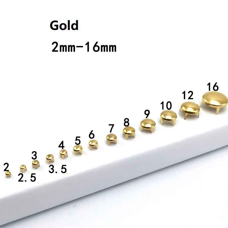 2-16mm Brass Round 4-Prong Rivets for Clothing Shoes Bags 130 Pack