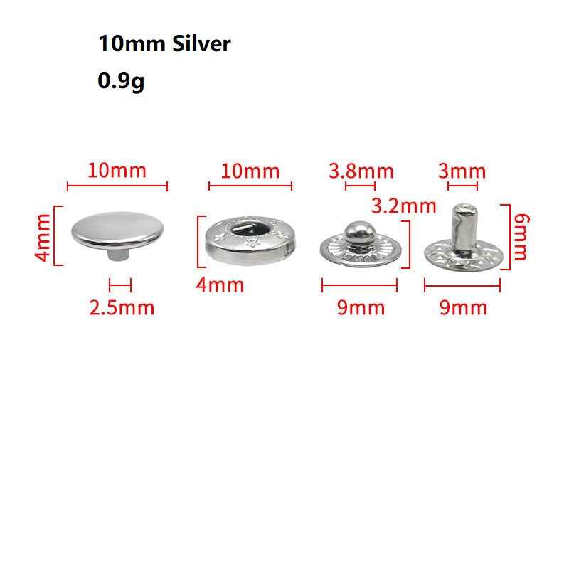 4in1 Stainless Steel Snap Buttons for Women's Wallets Coats 40pcs