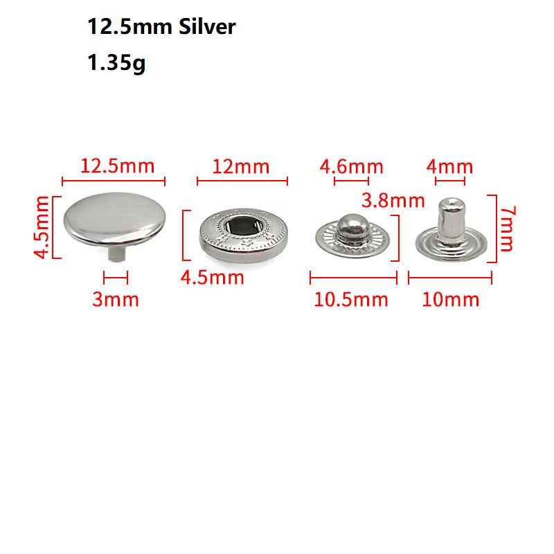 4in1 Stainless Steel Snap Buttons for Women's Wallets Coats 40pcs