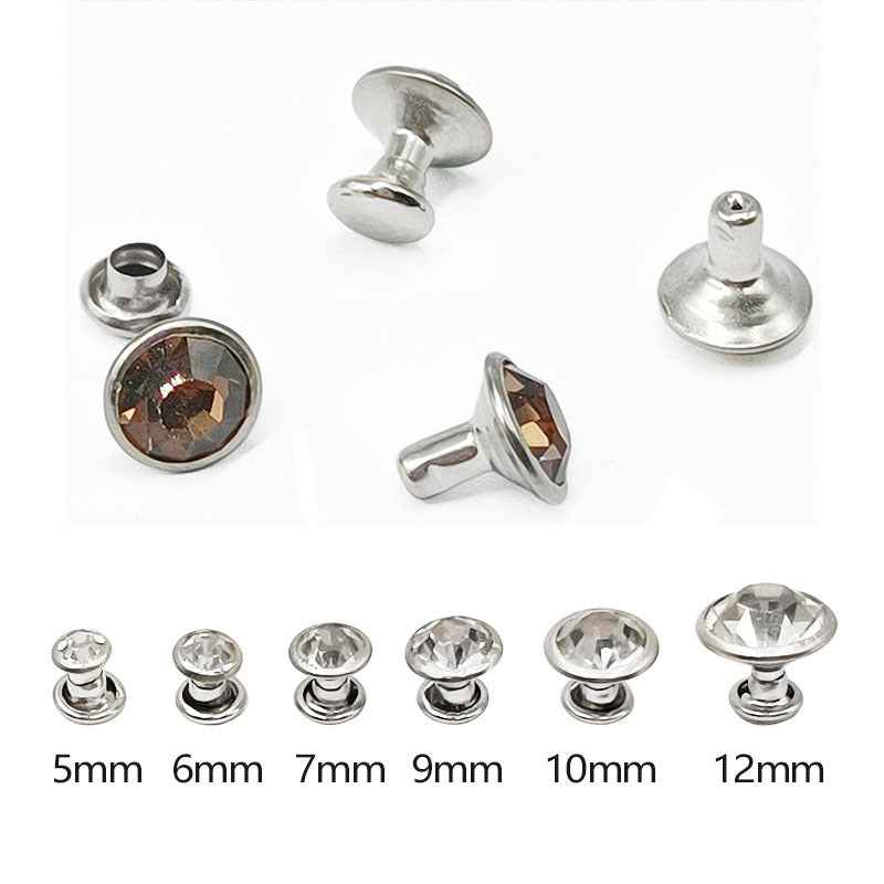 5-12MM Silver-Edge Glass Rhinestone Studs 310pcs Decorative Rivets