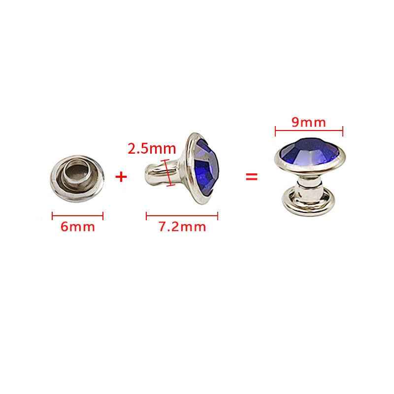 5-12MM Silver-Edge Glass Rhinestone Studs 310pcs Decorative Rivets
