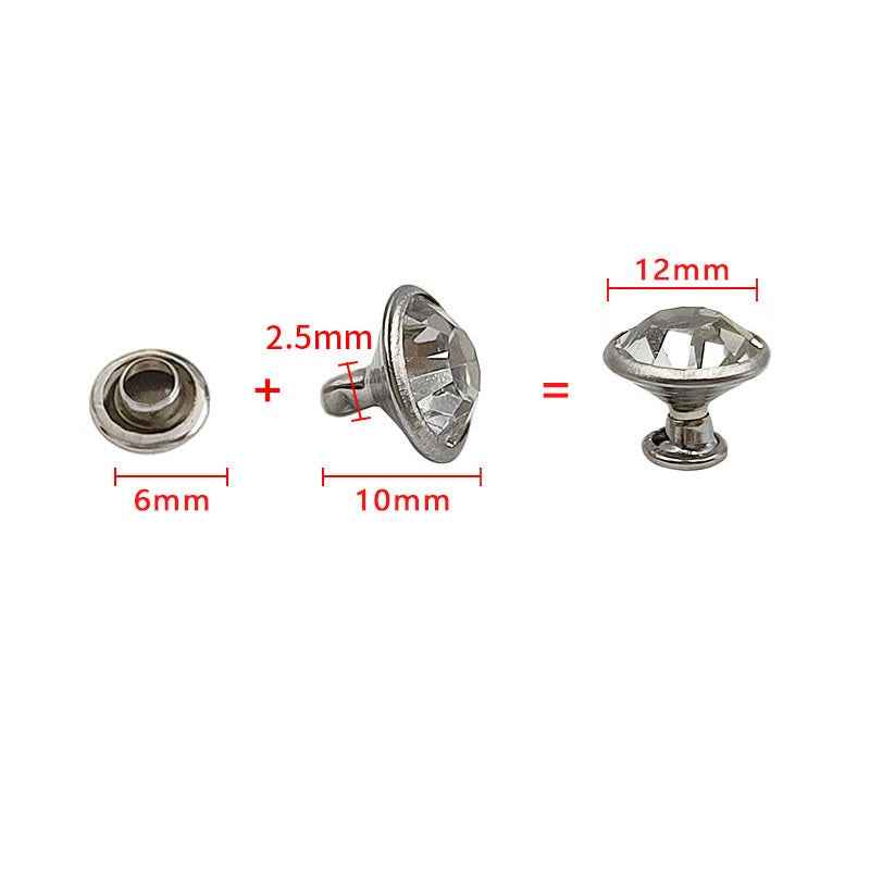 5-12MM Silver-Edge Glass Rhinestone Studs 310pcs Decorative Rivets