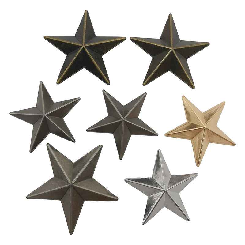 5 Sizes Alloy Star-Shaped Rivet Screws for Clothing Bags Hats 50 Pack