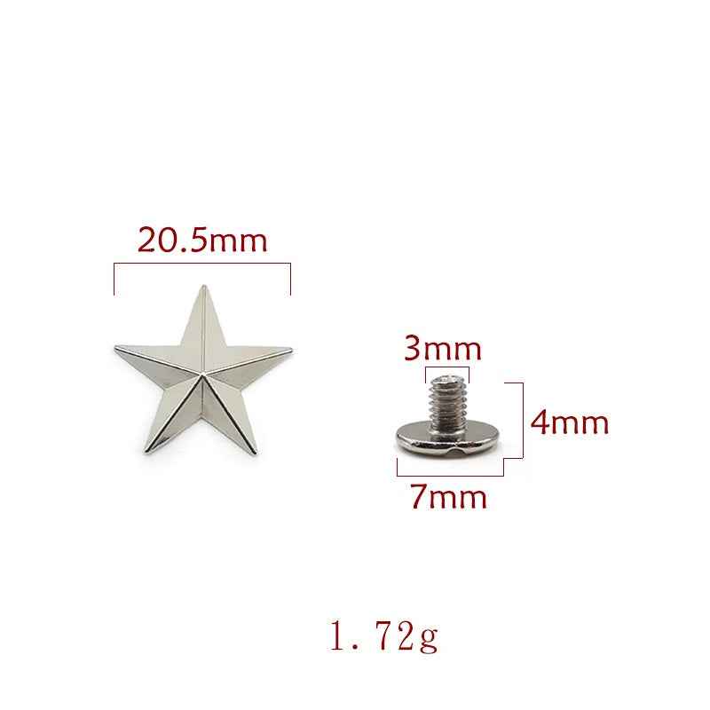 5 Sizes Alloy Star-Shaped Rivet Screws for Clothing Bags Hats 50 Pack