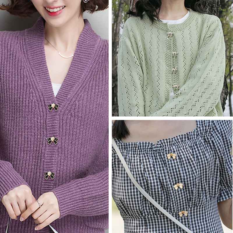 18pcs  Bow Tie Elegant Metal Buttons for Women's Blouses Cardigans