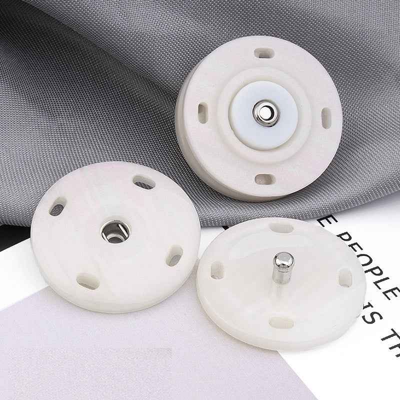 18/21/25mm Round Resin Hidden Snap Buttons 30PCS Pearl White/Beige