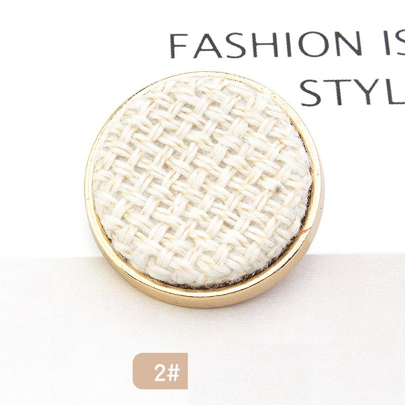 18/21/25mm Slim Edge Woven Fabric-Covered Textured Metal Buttons 18pcs