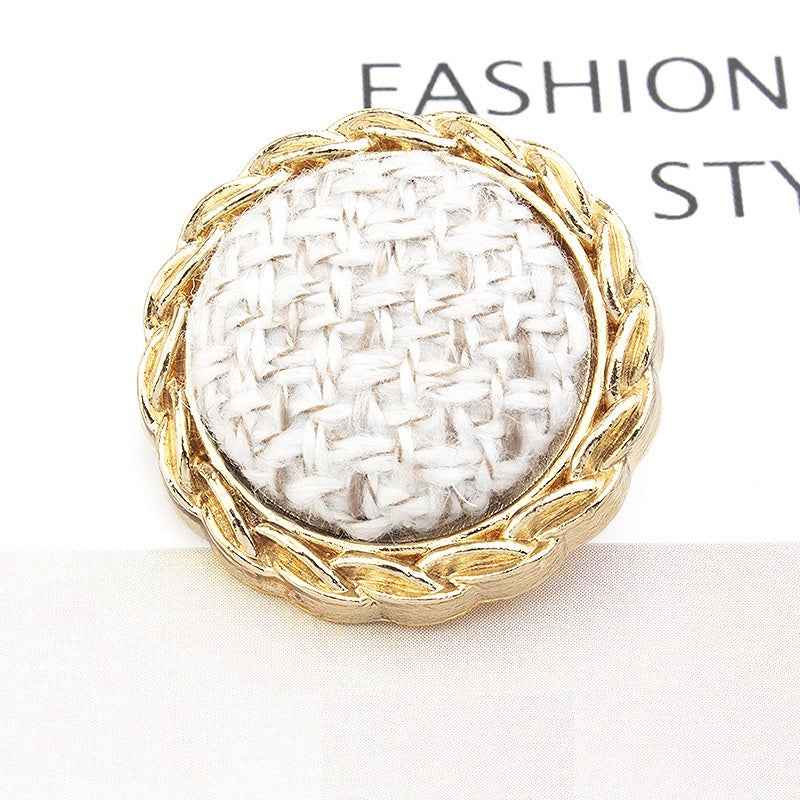 18/21/25mm Waved Edge Woven Fabric-Covered Textured Metal Buttons 18pcs