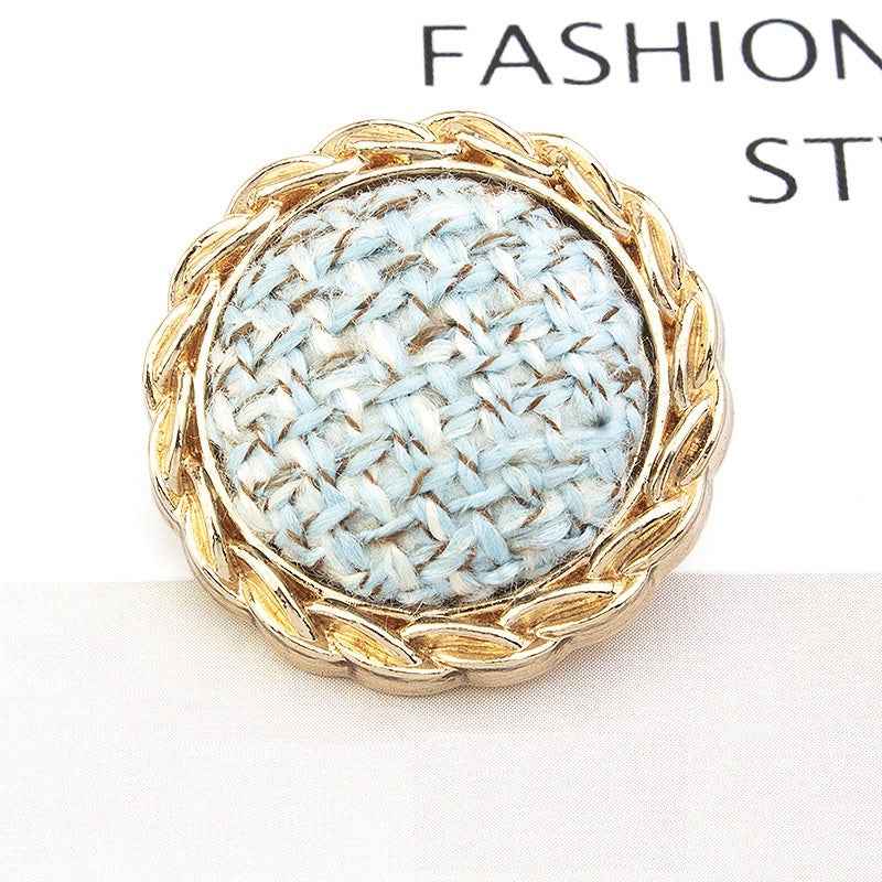 18/21/25mm Waved Edge Woven Fabric-Covered Textured Metal Buttons 18pcs