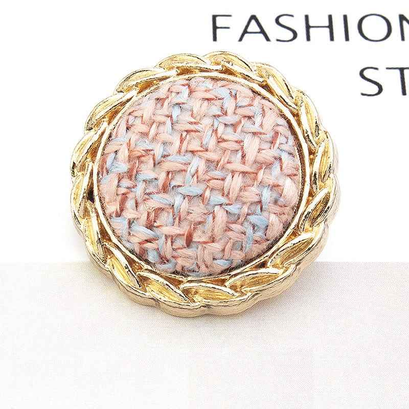 18/21/25mm Waved Edge Woven Fabric-Covered Textured Metal Buttons 18pcs