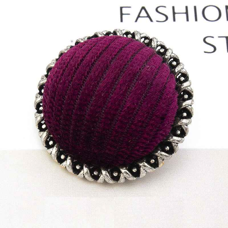 18/21/25mm Lace Edge Velvet-Wrapped Textured Metal Buttons 18pcs