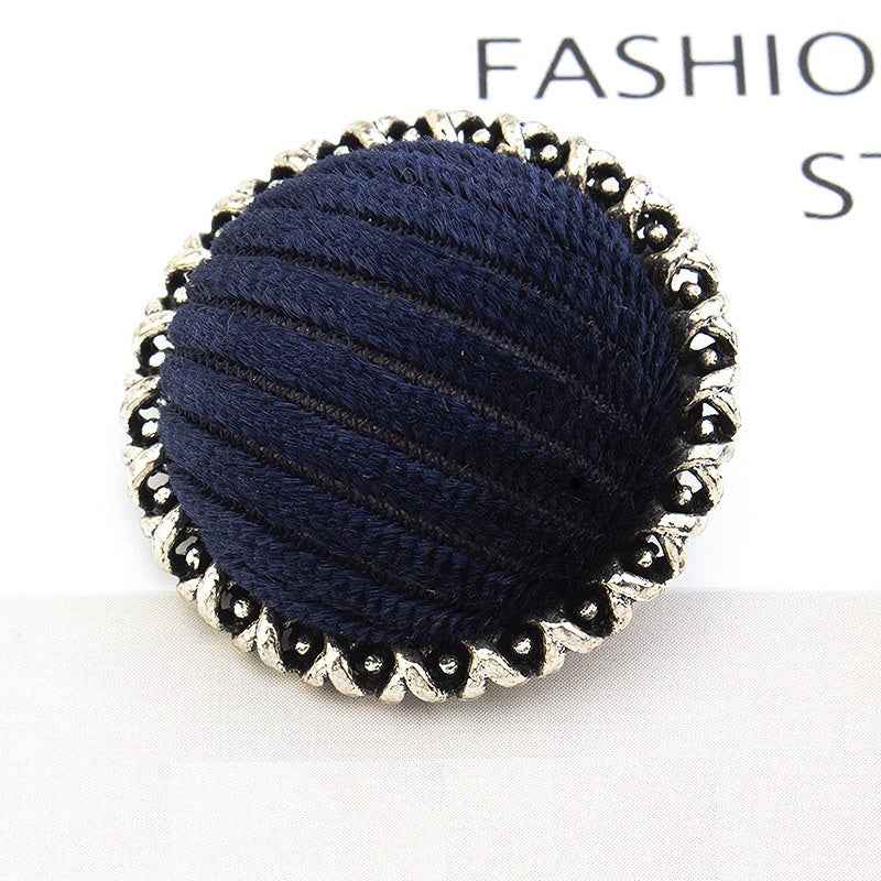 18/21/25mm Lace Edge Velvet-Wrapped Textured Metal Buttons 18pcs