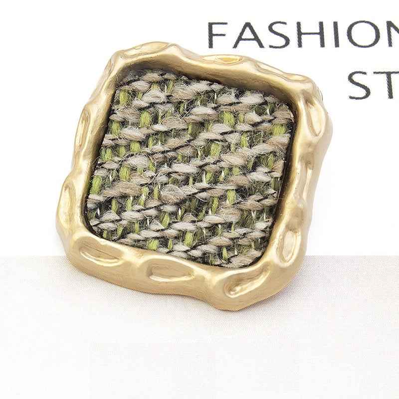 21/25mm Square Woven Textured Fabric-Covered Metal Buttons 20pcs