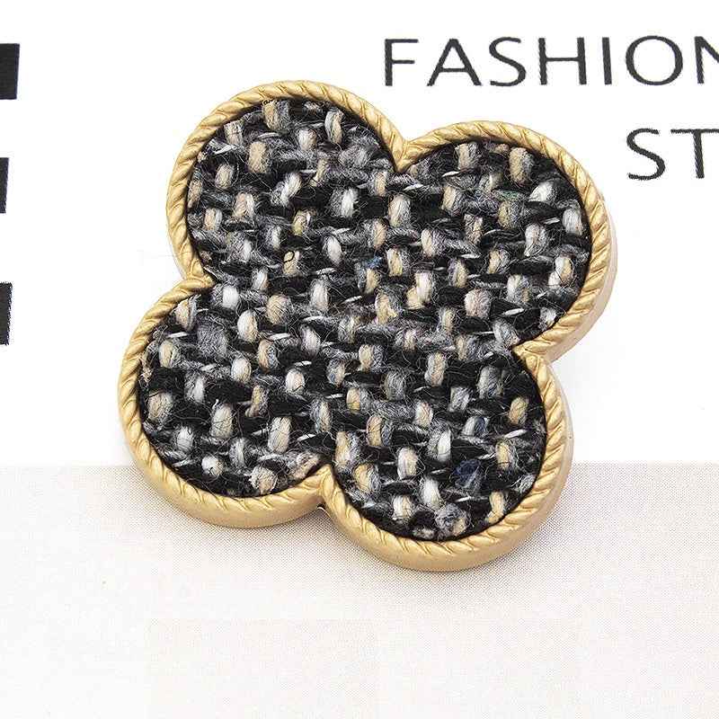 25mm Floral Fabric-Covered Textured Metal Shank Buttons 12pcs
