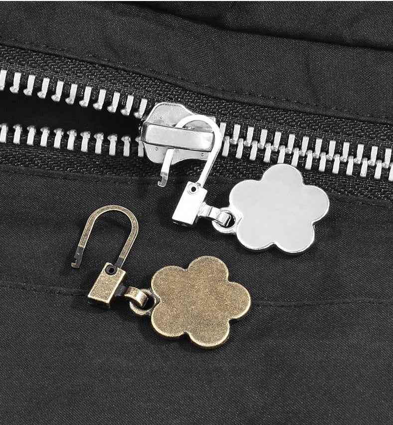 38mm x 17mm Detachable Flower Charm Metal Zipper Pulls Sliders 15pcs
