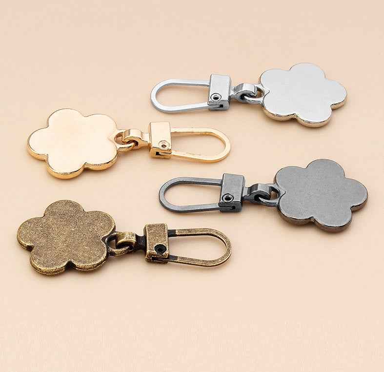 38mm x 17mm Detachable Flower Charm Metal Zipper Pulls Sliders 15pcs