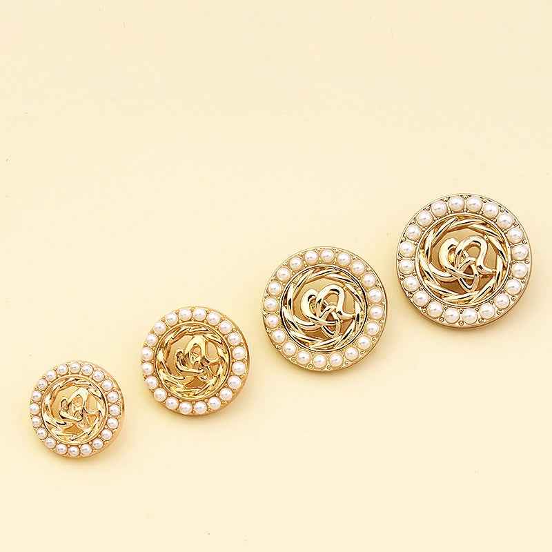 18-25mm Rhinestone/Pearl Coat Shank Buttons for Women's Blazers 24pcs