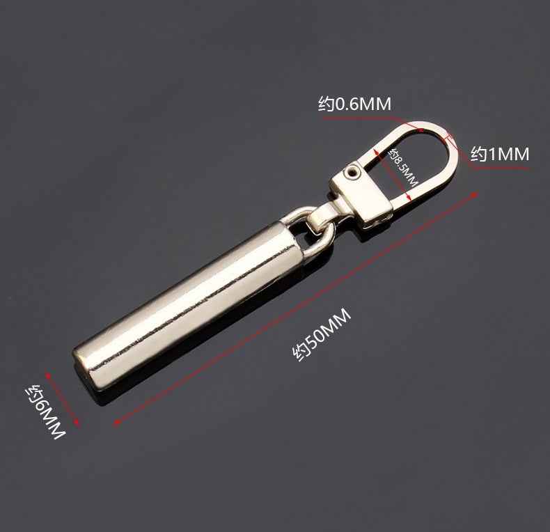 50mmx6mm Detachable Metal Zipper Pulls 15pcs Slim Replacement Sliders