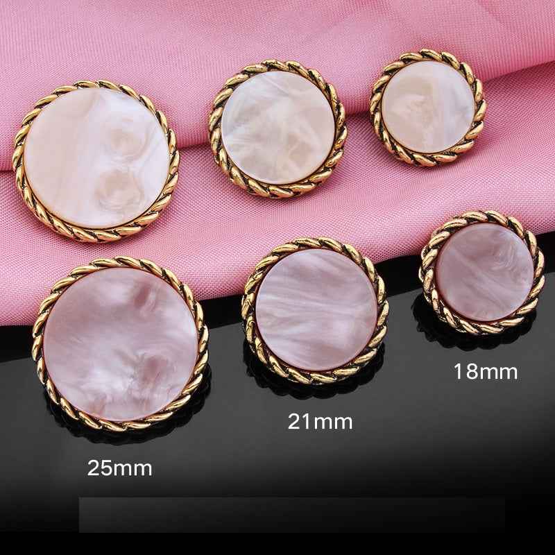 18mm/21mm/25mm Round Lockstitch Resin Metal Buttons for Jackets 18pcs