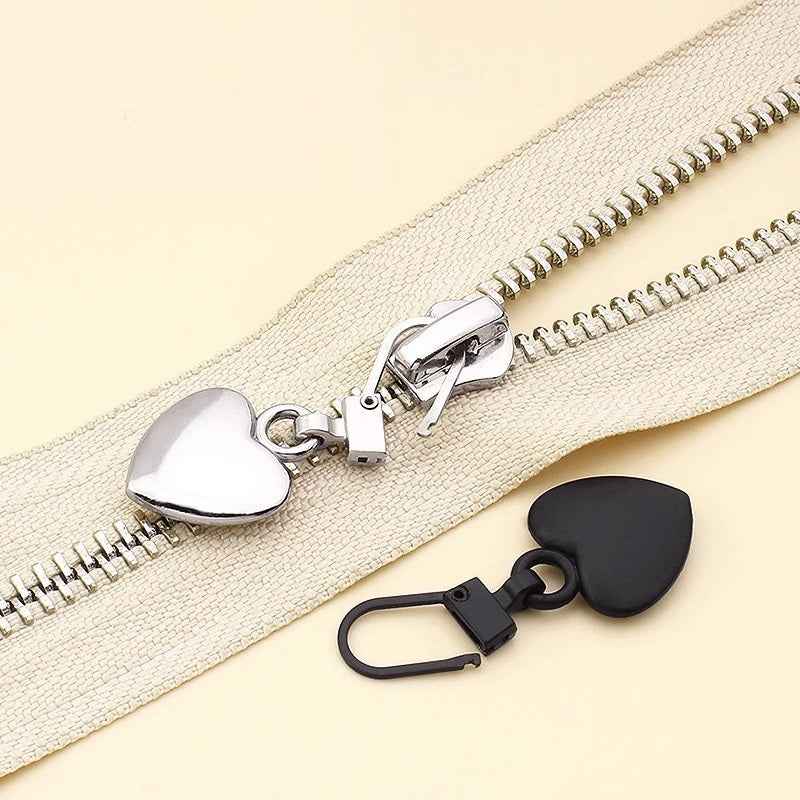 39mm x 16.5mm Universal Heart Detachable Metal Zipper Pull 12pcs
