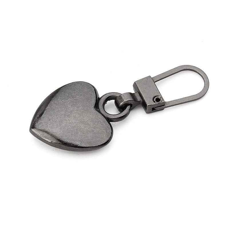 39mm x 16.5mm Universal Heart Detachable Metal Zipper Pull 12pcs