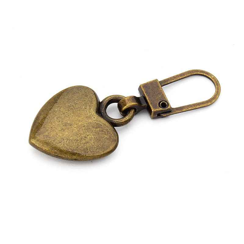39mm x 16.5mm Universal Heart Detachable Metal Zipper Pull 12pcs