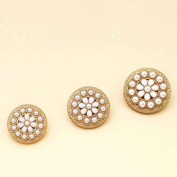20mm/23mm/25mm Luxury Pearl Flower Alloy Buttons Women's Coats 18pcs