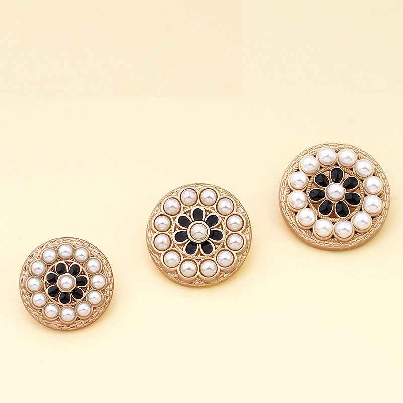 20mm/23mm/25mm Luxury Pearl Flower Alloy Buttons Women's Coats 18pcs