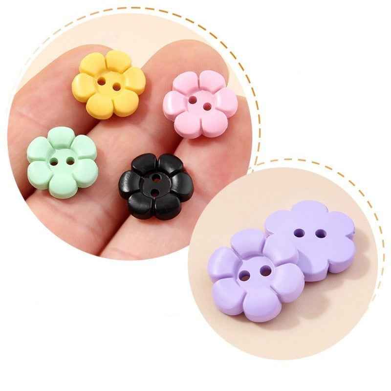 Colorful Cartoon Flower 2-Hole Plastic Buttons for Baby Clothes 55pcs