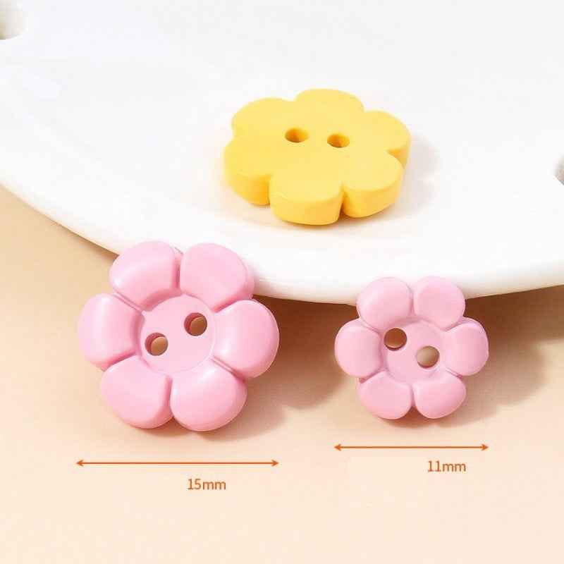 Colorful Cartoon Flower 2-Hole Plastic Buttons for Baby Clothes 55pcs