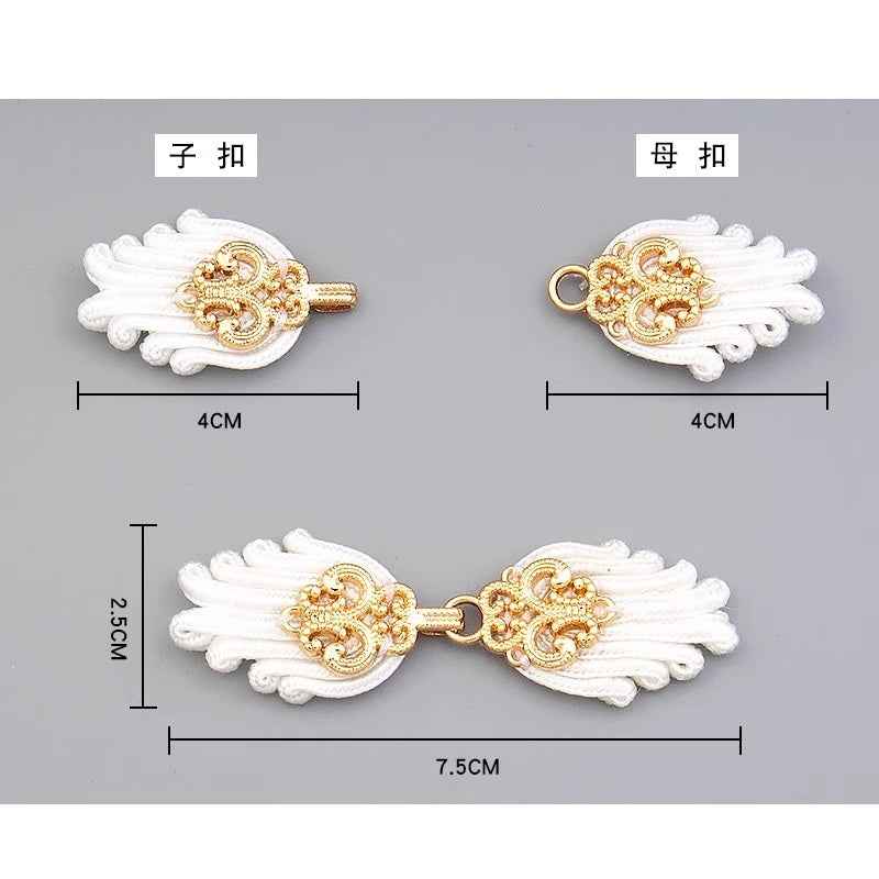 7.5CM Black White Chinese Frog Buttons for Tang Suit Cheongsam 6 Pairs