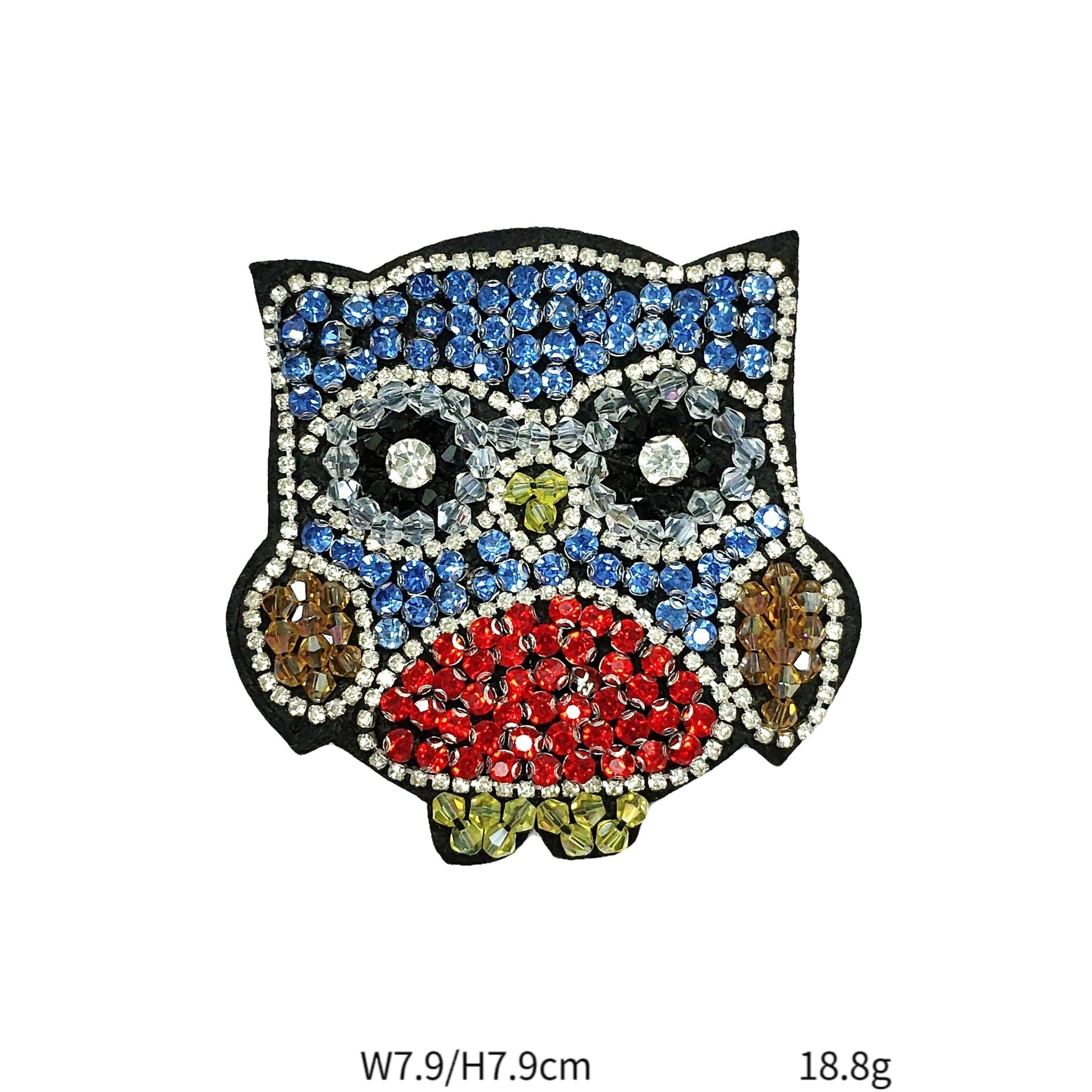 Deep Blue Handcrafted Beaded Heart Owl Fabric Patches 3 Pack