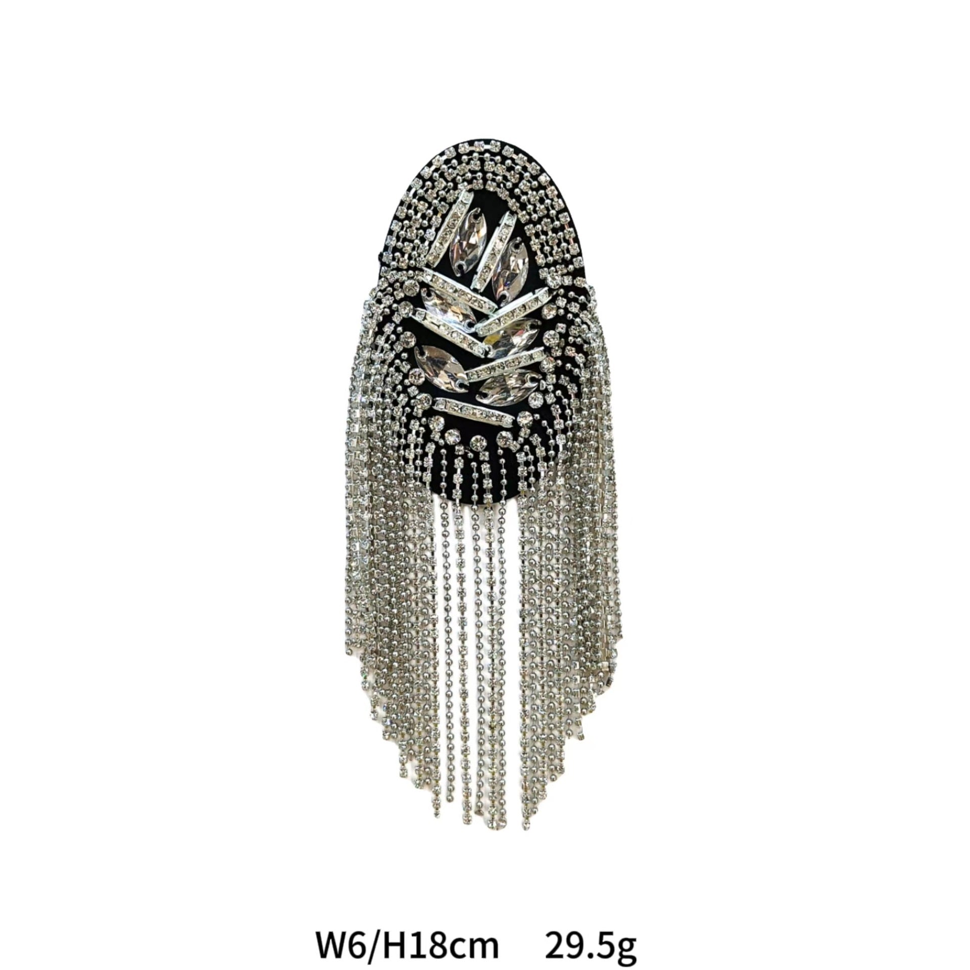 Gold and Silver Beaded Crystal Shoulder Patches 6 Pack