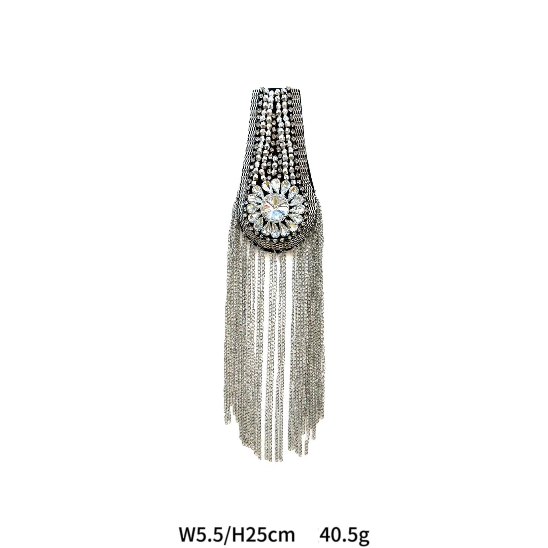 Gold and Silver Beaded Crystal Shoulder Patches 6 Pack