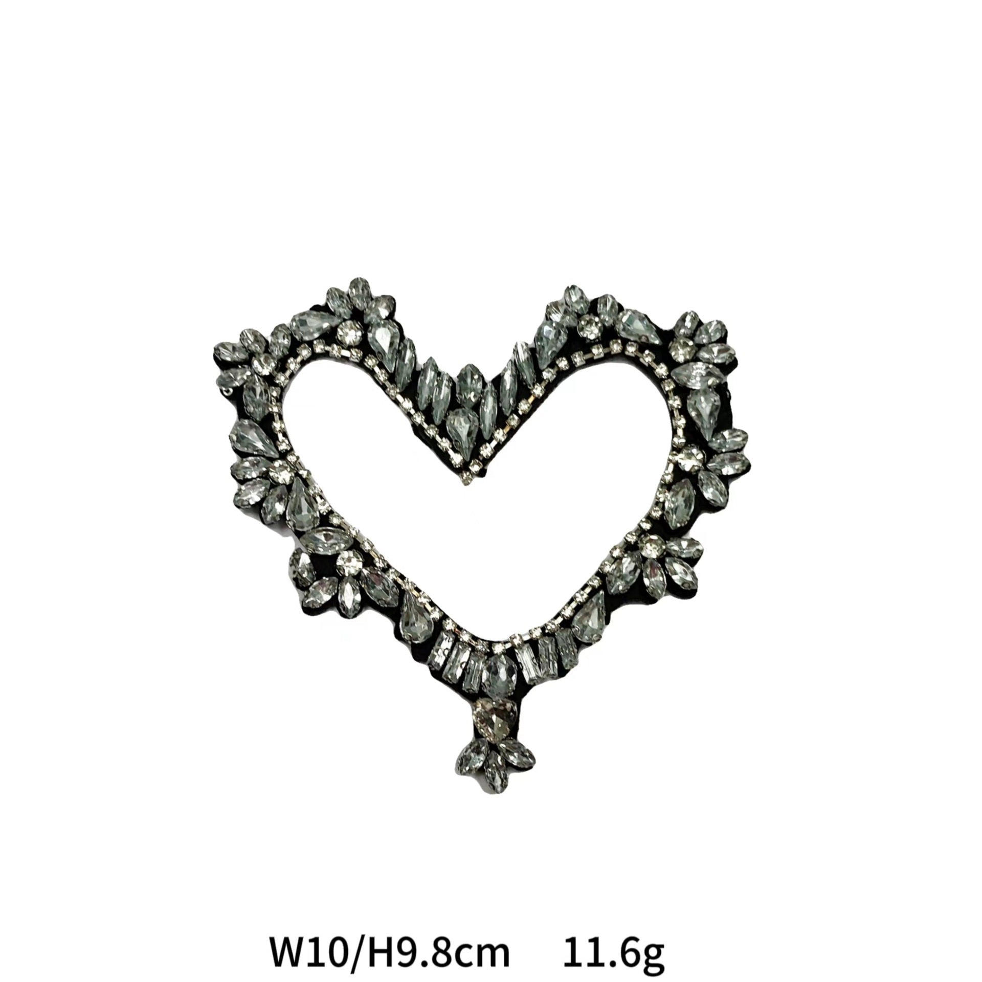 Hollow Heart Diamond Marquise Hand-Beaded Acrylic Applique 5 Pack