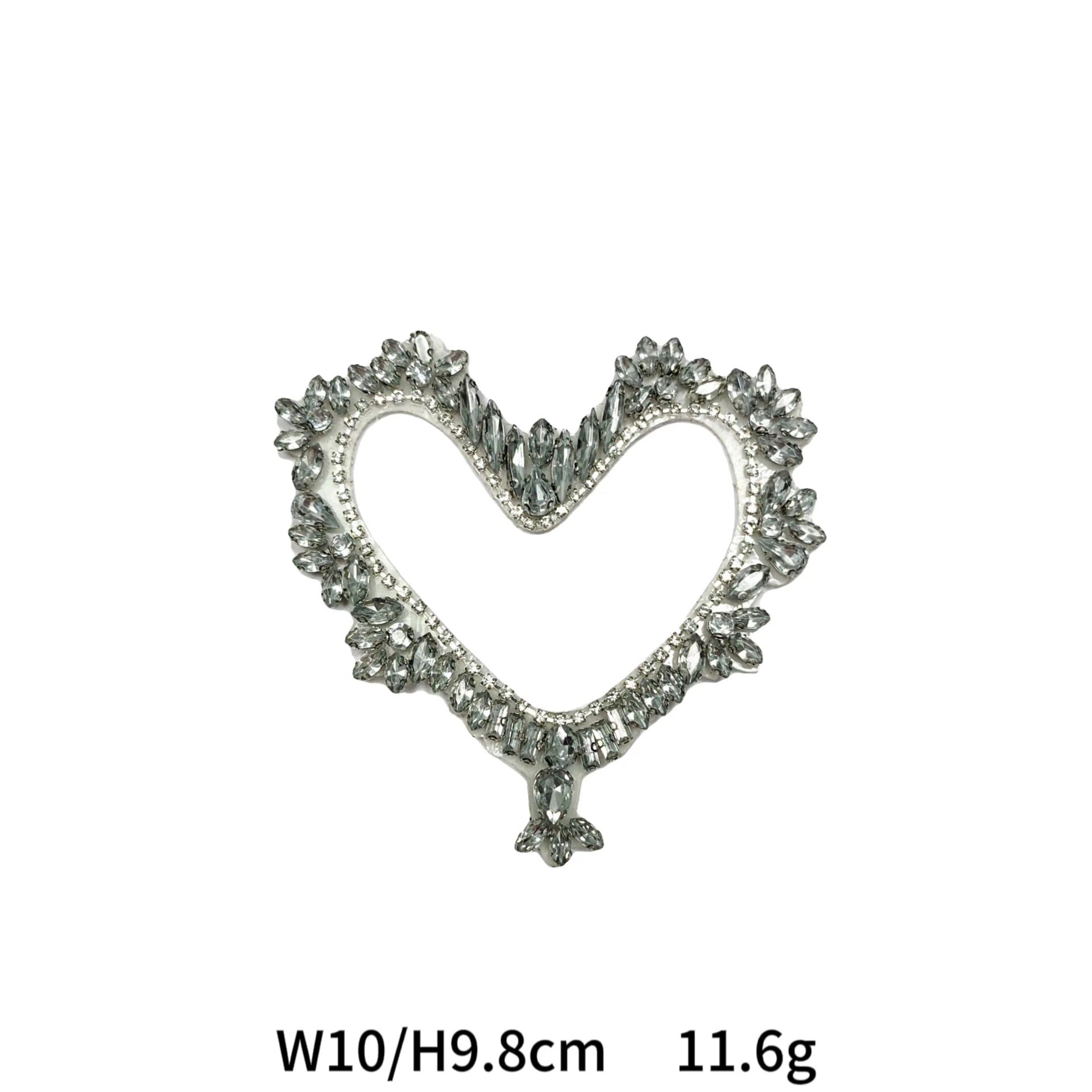 Hollow Heart Diamond Marquise Hand-Beaded Acrylic Applique 5 Pack