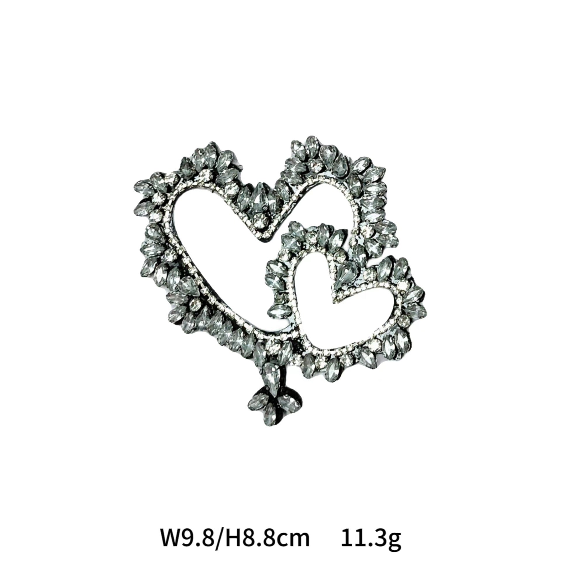 Hollow Heart Diamond Marquise Hand-Beaded Acrylic Applique 5 Pack