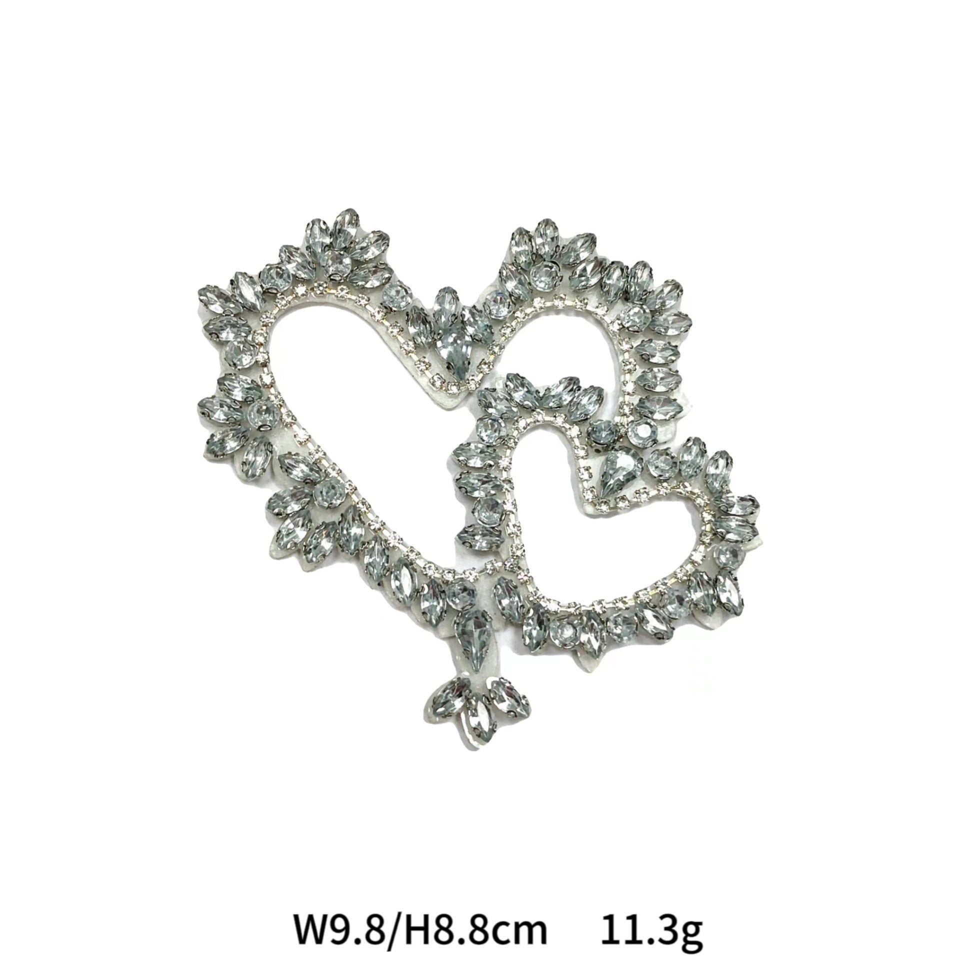 Hollow Heart Diamond Marquise Hand-Beaded Acrylic Applique 5 Pack