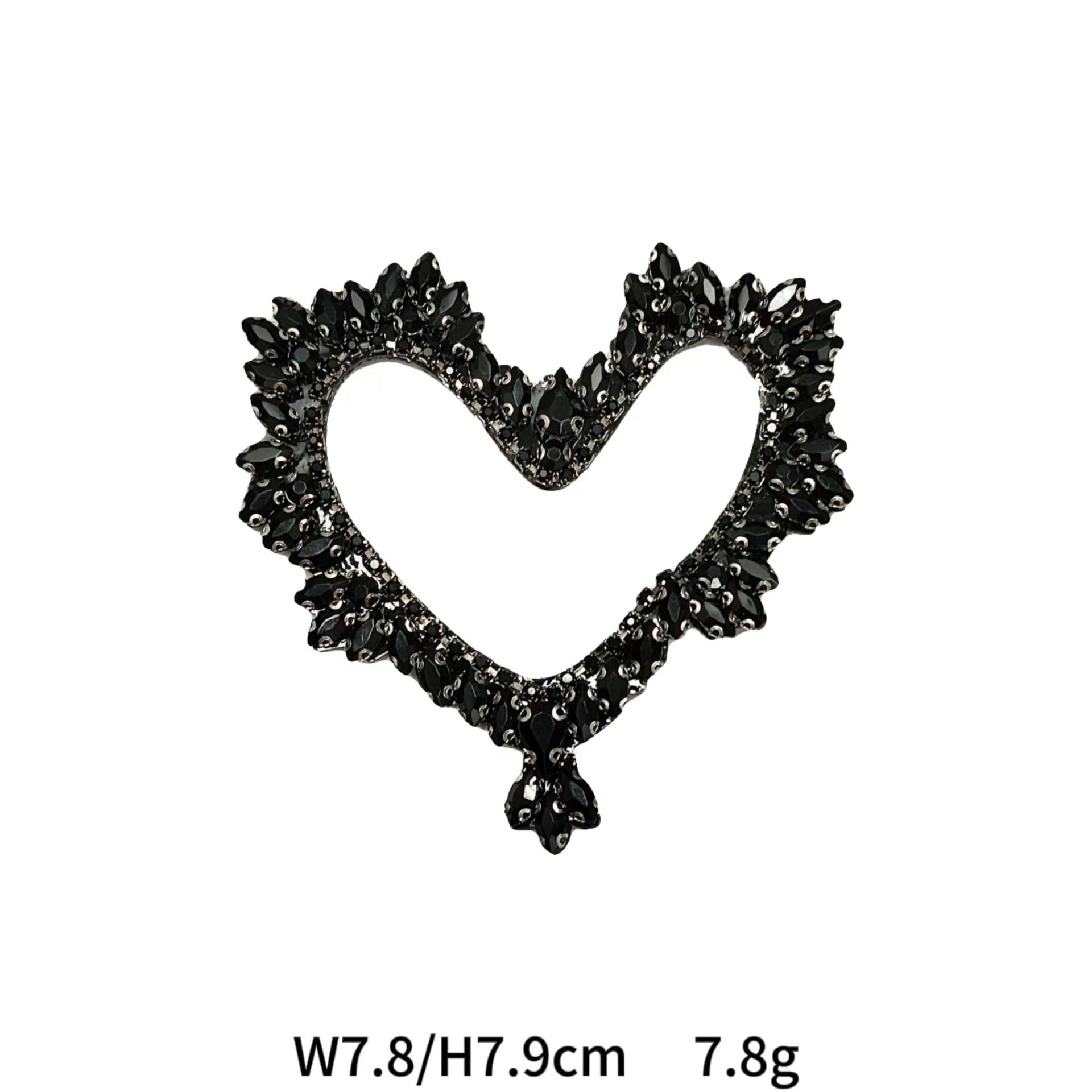 Hollow Heart Diamond Marquise Hand-Beaded Acrylic Applique 5 Pack