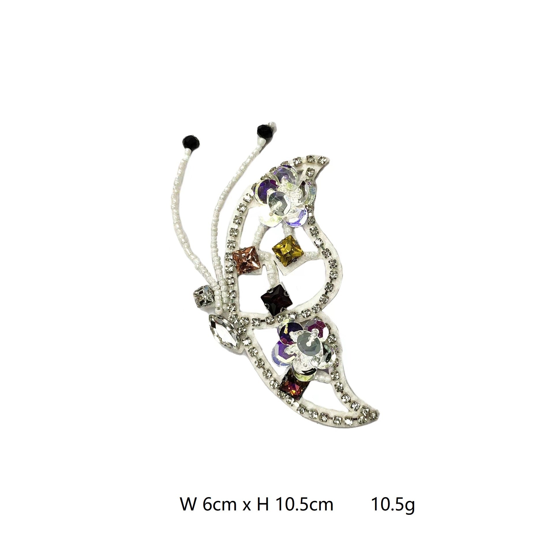 Sparkling 3D Butterfly Applique Rhinestone Embellished Patch 6 Pack
