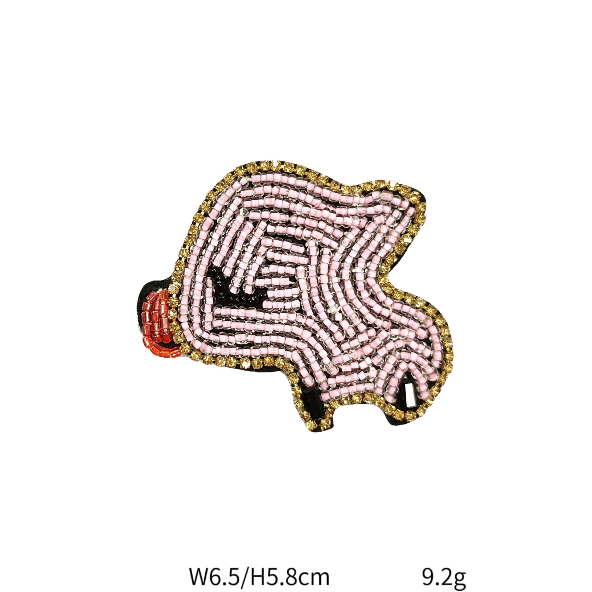 Handcrafted Pig Pattern Beaded Crystal Fabric Patches 5 Pack