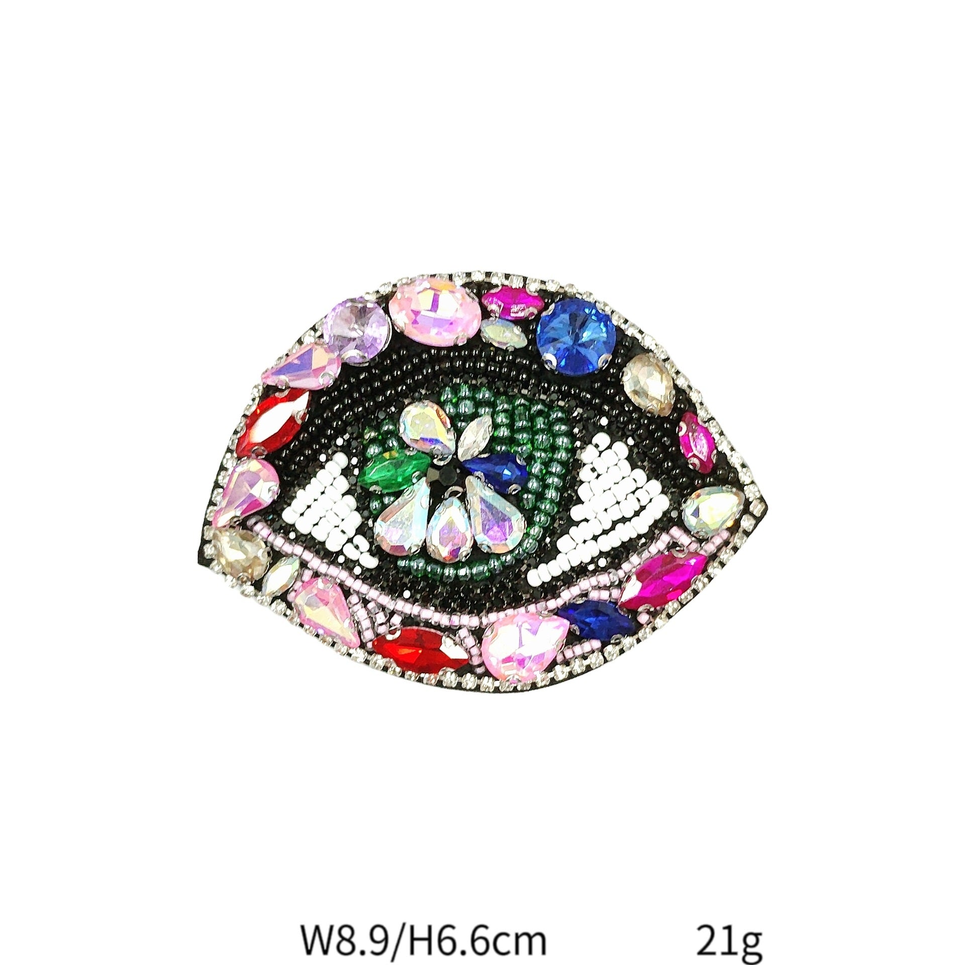 Handcrafted Beaded Eye Fabric Patches for DIY Clothing and Bags 7 Pack