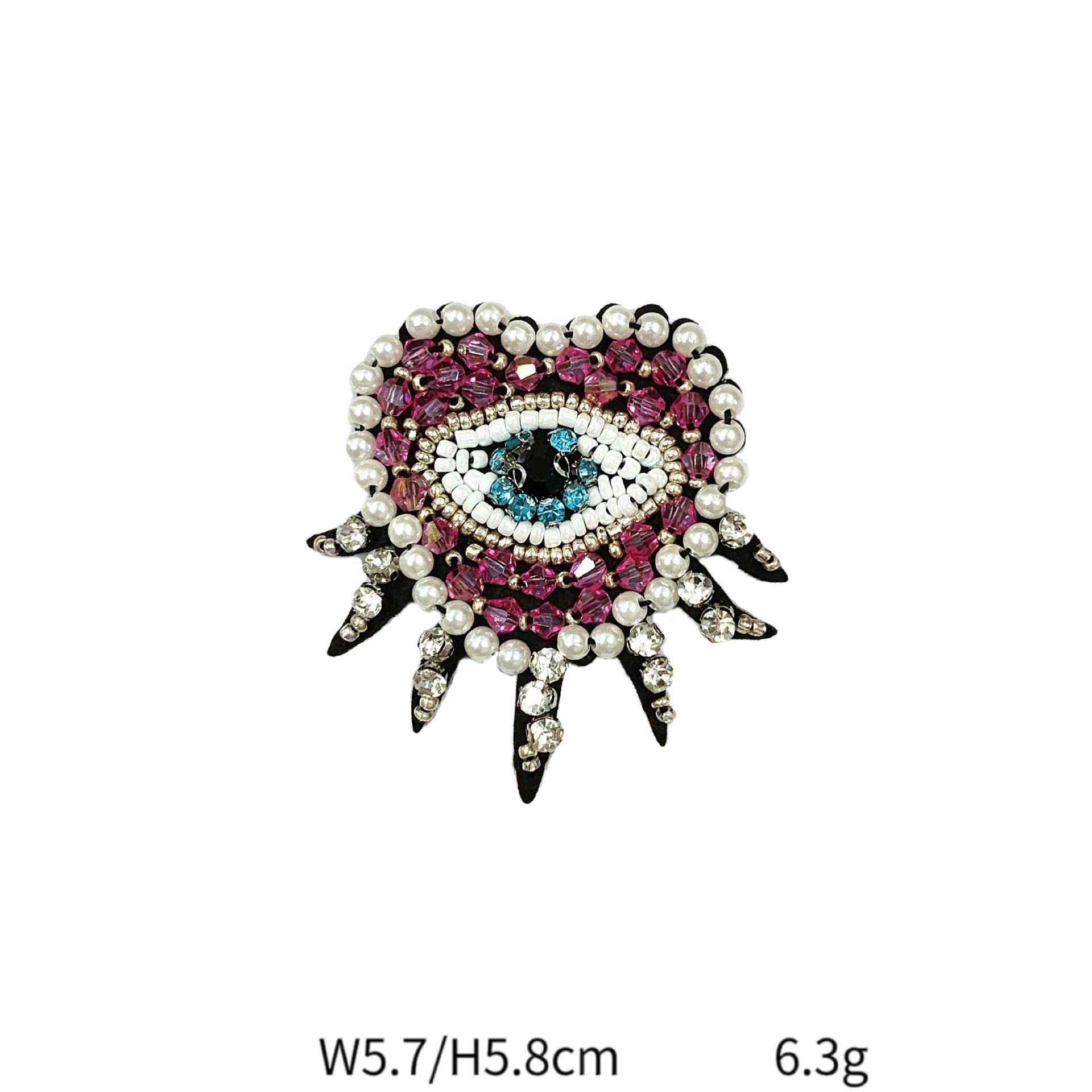 Handcrafted Beaded Eye Fabric Patches for DIY Clothing and Bags 7 Pack