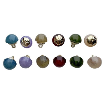 10mm Semi-Circular Resin Buttons with Metallic Petal Backings 60pcs