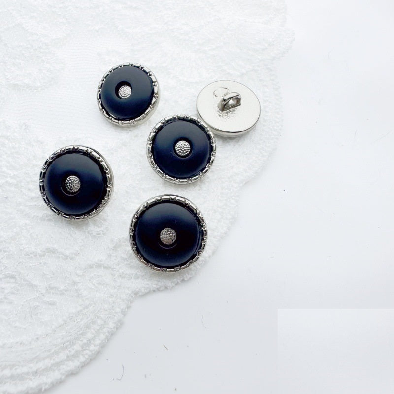 12.5MM Gold-White/Silver-Black Round Resin Alloy Shank Buttons 20pcs