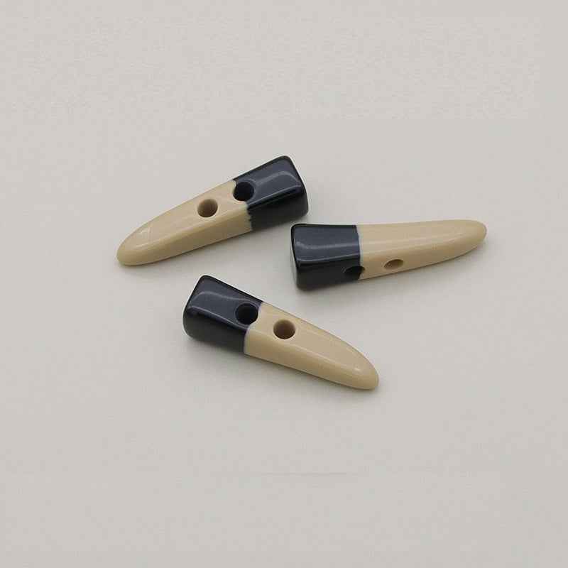 55mm Beige Brown Resin Horn-Shaped Toggle Button 20pcs