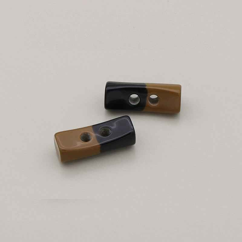 40mm Brown Black Striped Resin Toggle Button for Coats and Jackets 20pcs