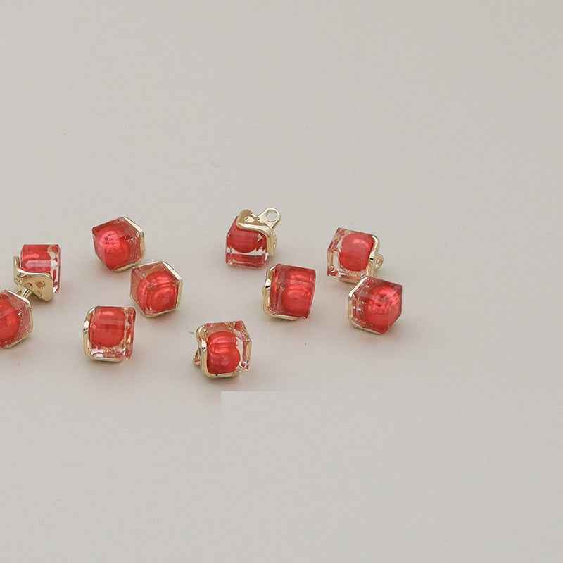 11mm Square Alloy Resin Buttons for Shirts and Sweaters 12PCS